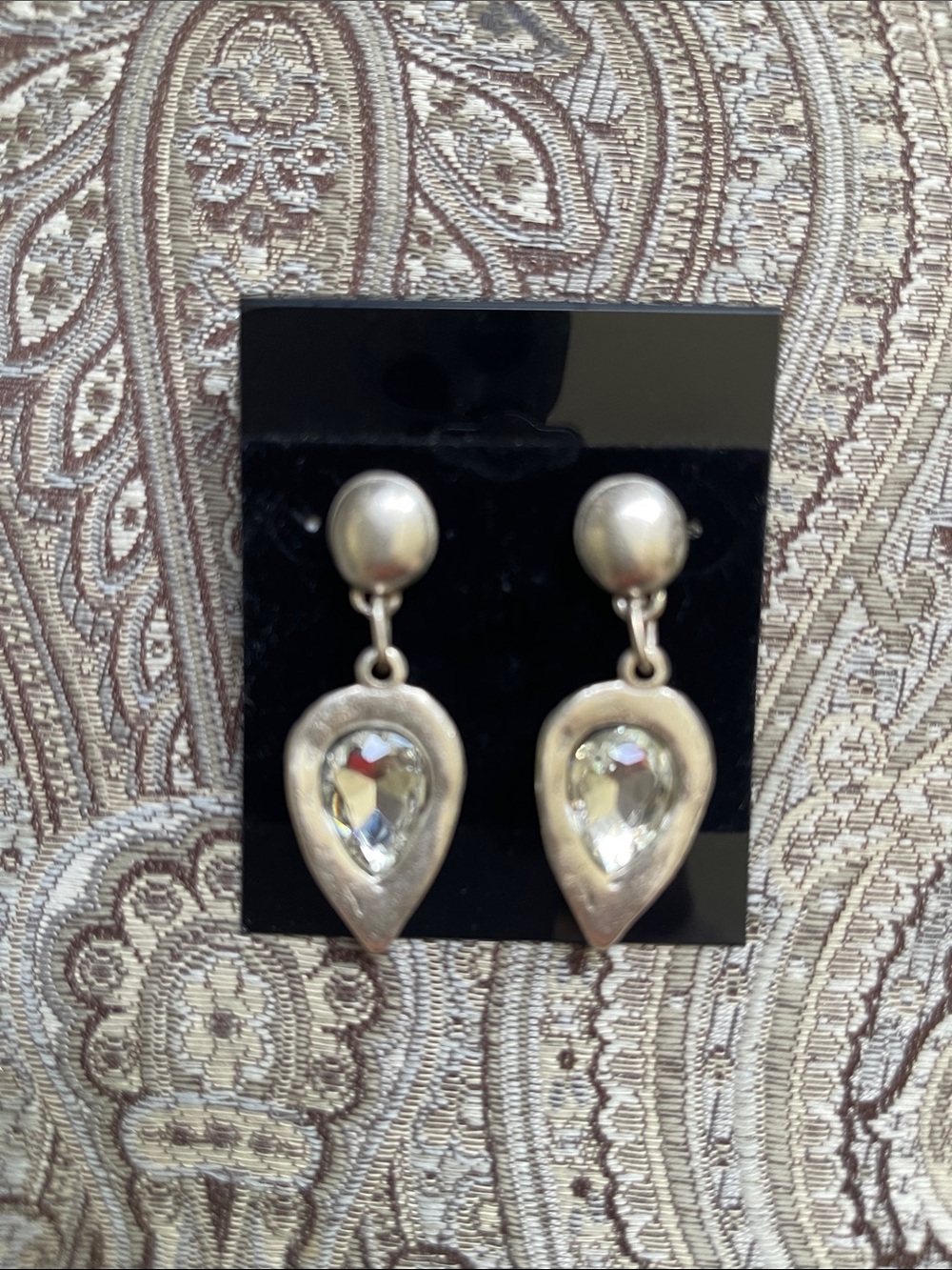 Silver Plated Teardrop Crystal Drop Earrings